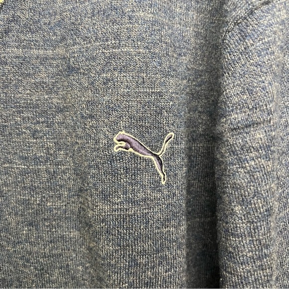 Puma Men's Pullover Sweater V Neck Cotton Wool Navy Gray Sz XXL Preppy Academia - Picture 2 of 7